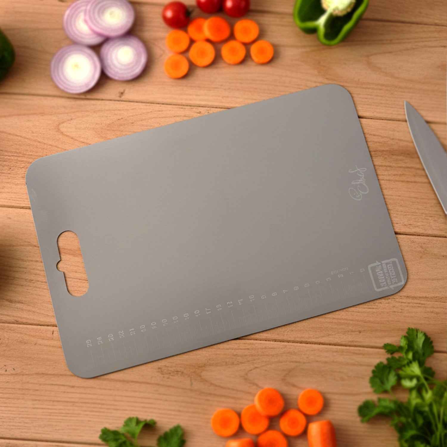 Large Stainless Steel Cutting Board – 31x20.5cm with Scale