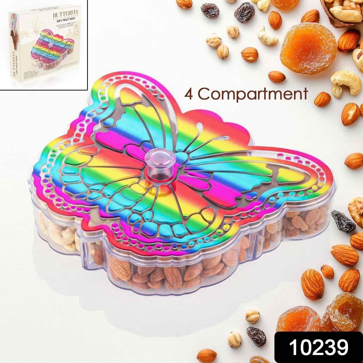 Butterfly Dry Fruit Box – 4-Compartment Storage | Tidy Table