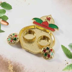 Kalash Shape Kumkum Box – Dual Containers for Pooja Convenience
