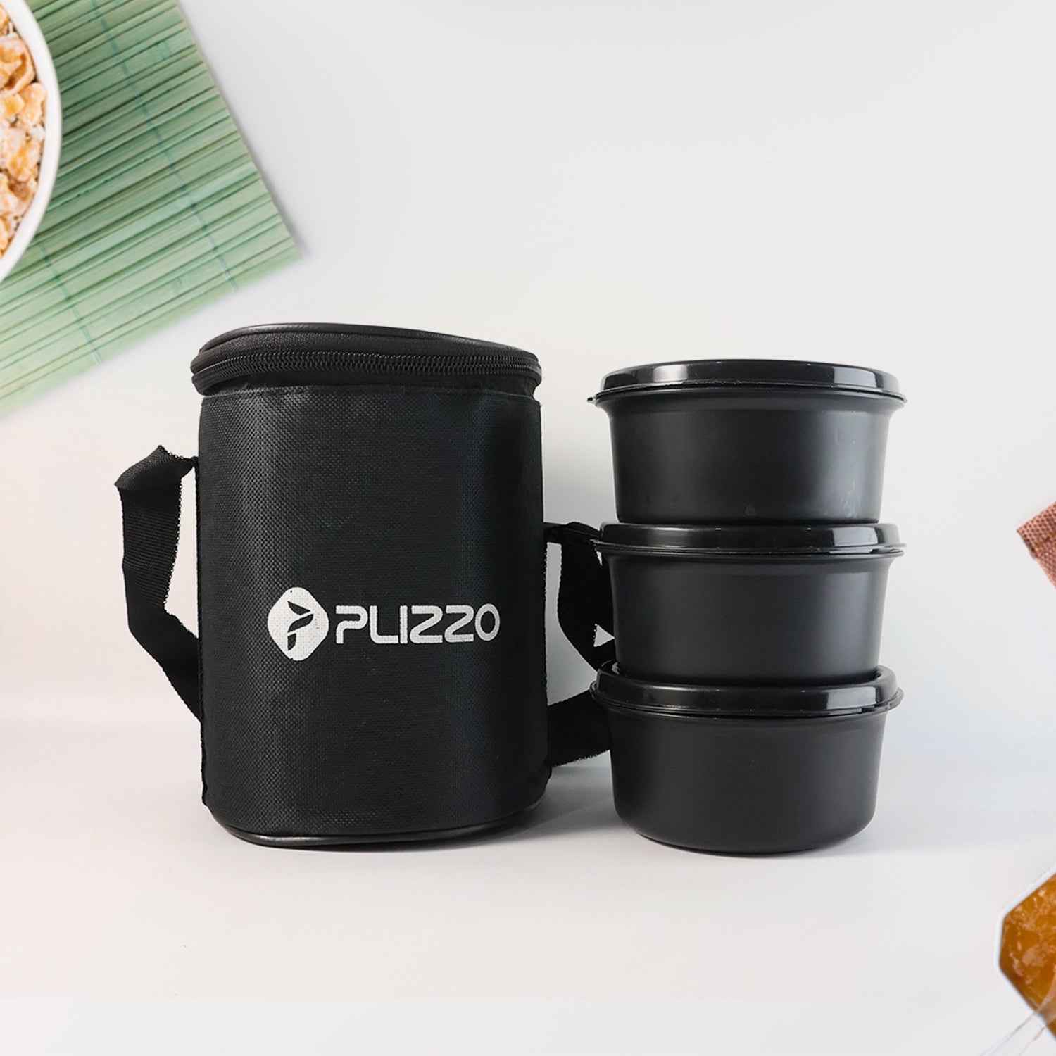 Insulated Stainless Steel Tiffin Lunch Box – 3 Containers with Carry Bag