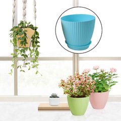 Plastic Flower Pot Set – Round 5 Pcs with Tray |