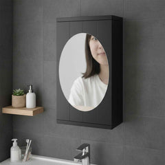 Rotating Storage Cabinet with Mirror – Space-Saving Wall Organizer