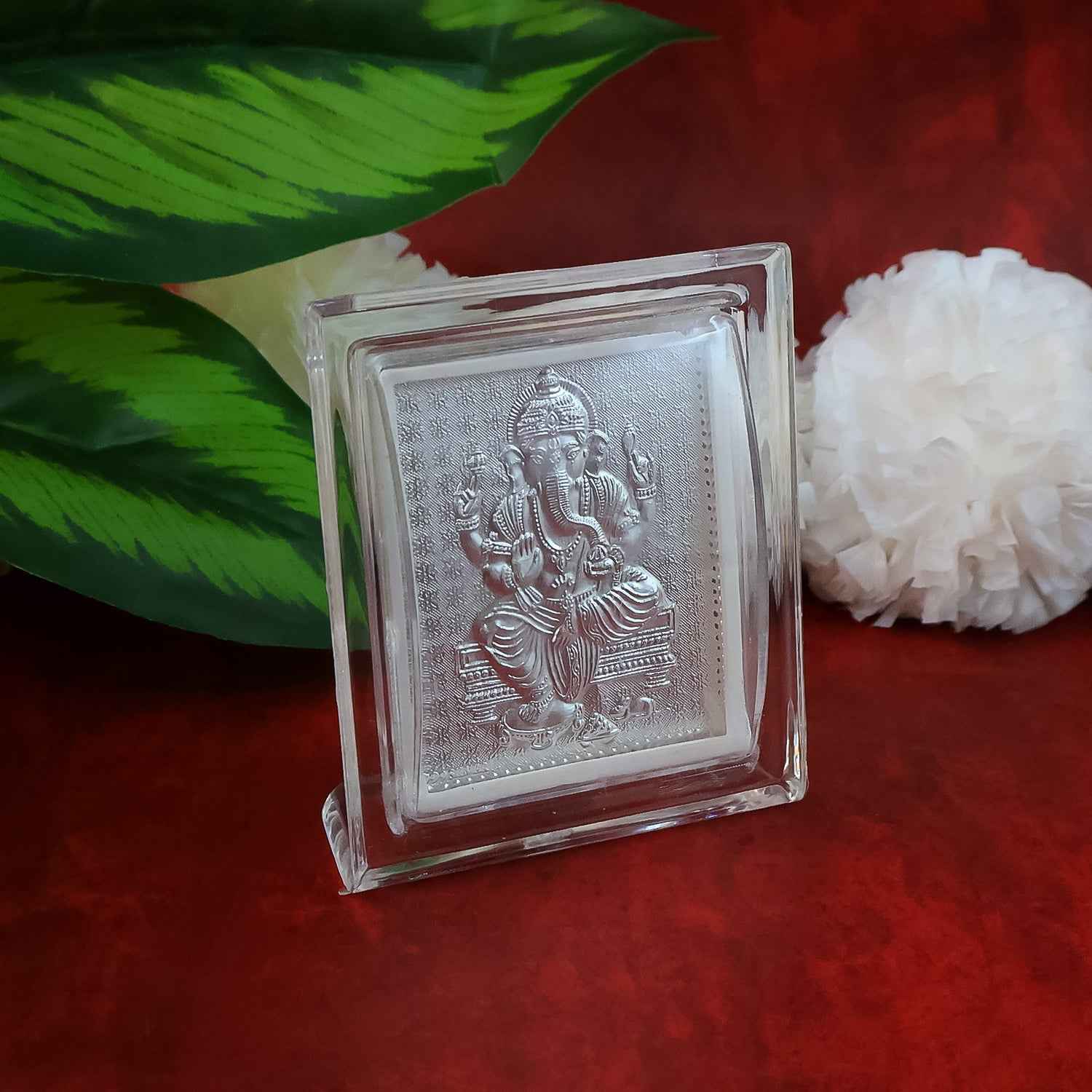Lord Ganesha Silver-Plated Photo Frame – Elegant Spiritual Decor