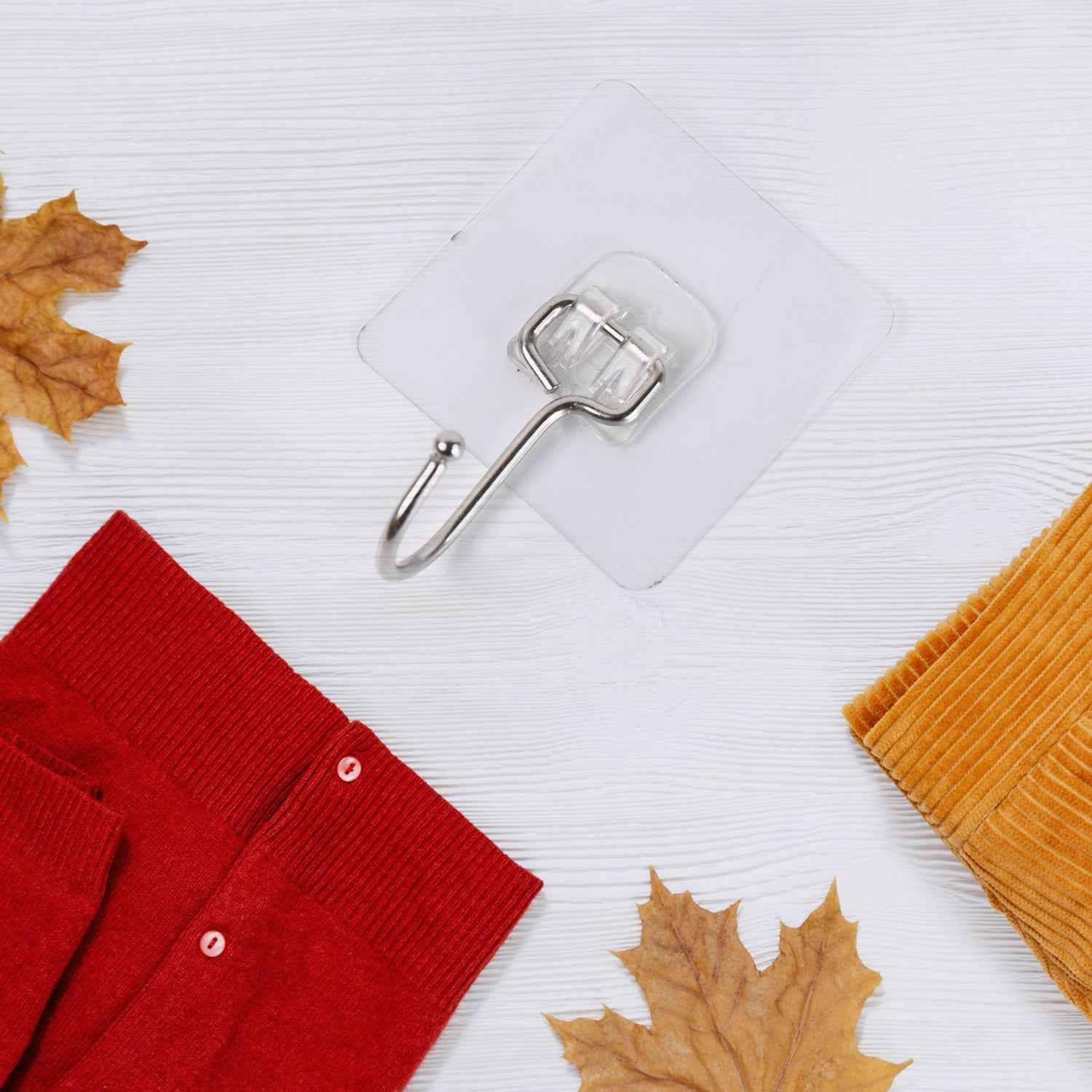 Transparent Stainless Steel Self Adhesive Wall Hook – Large, Heavy Duty | GlimmerHome