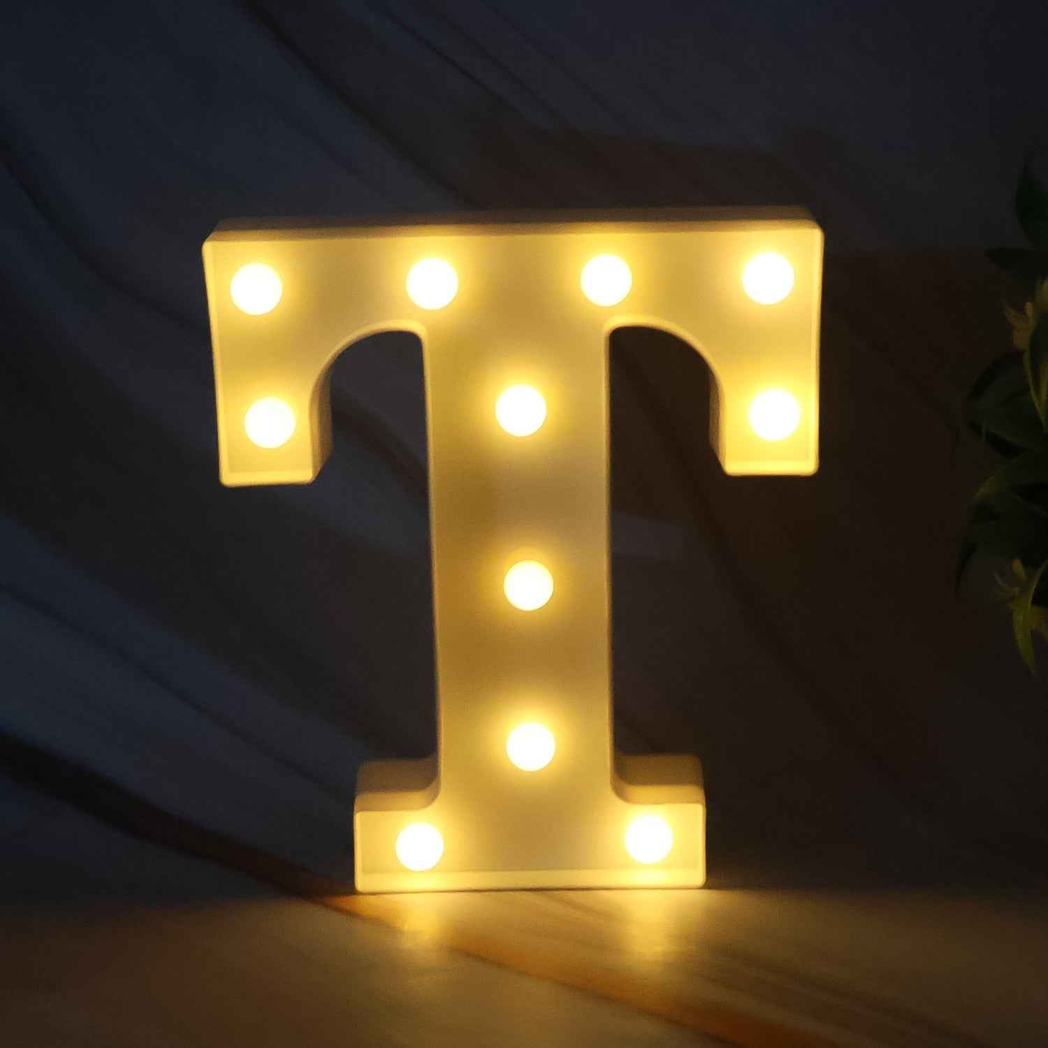 LED Marquee Alphabet Letter Light T – Warm Glow Battery Operated