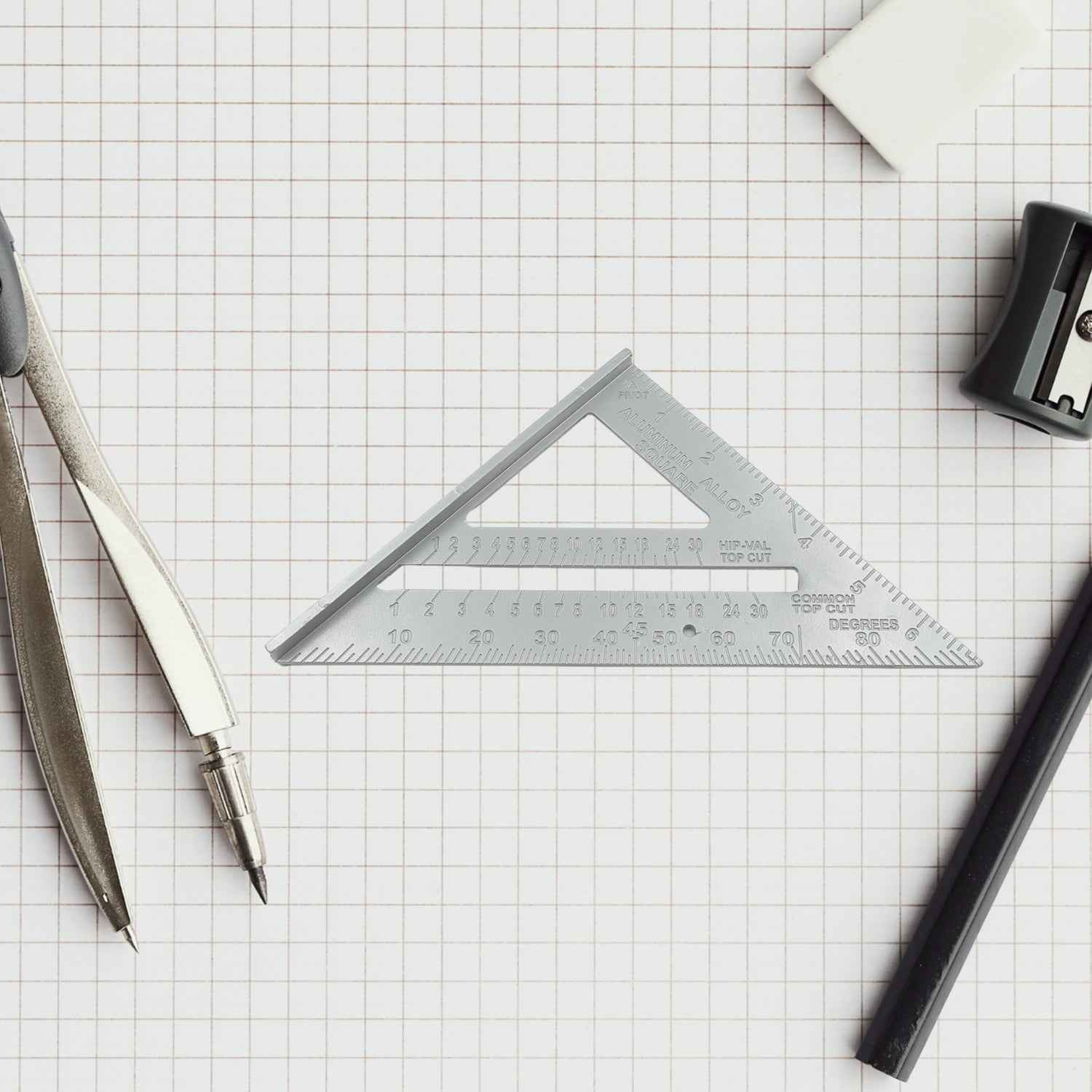 45-Degree Triangle Ruler – 7-Inch Aluminum Rafter Square | BoltForce
