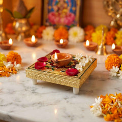 Wooden Pooja Chowki – Handicraft Bajot for Home Temple | Styleva