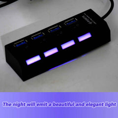 4 Port USB Hub – High-Speed 2.0 Splitter with Switches | Compshop