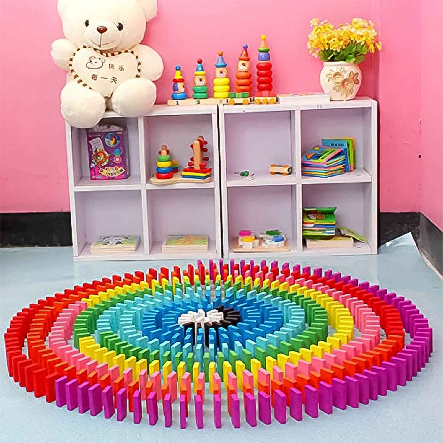 Wooden Domino Blocks – 120 Pcs Colorful Stacking Set | Aditi