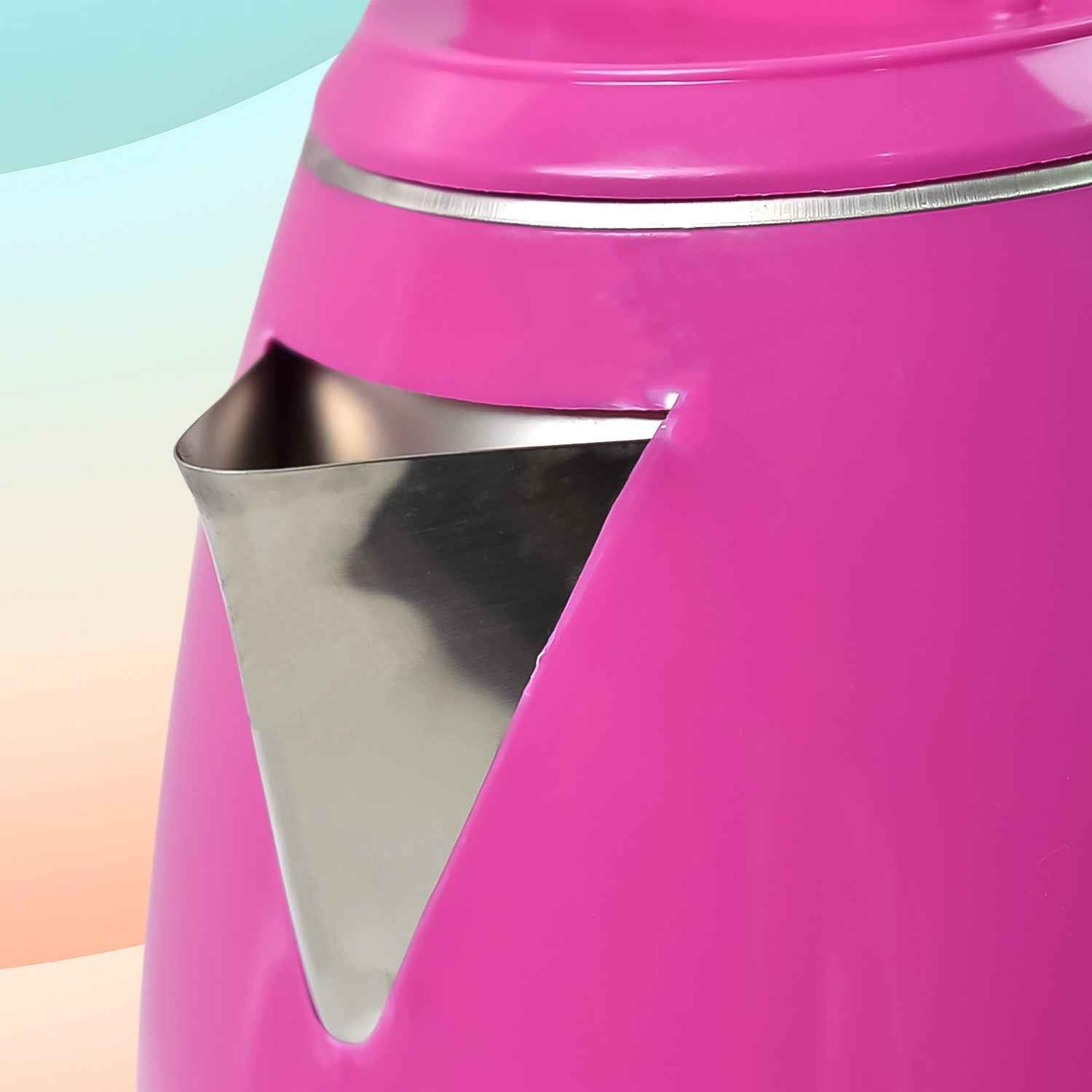Close-up of the auto switch off feature and power indicator on the electric kettle.