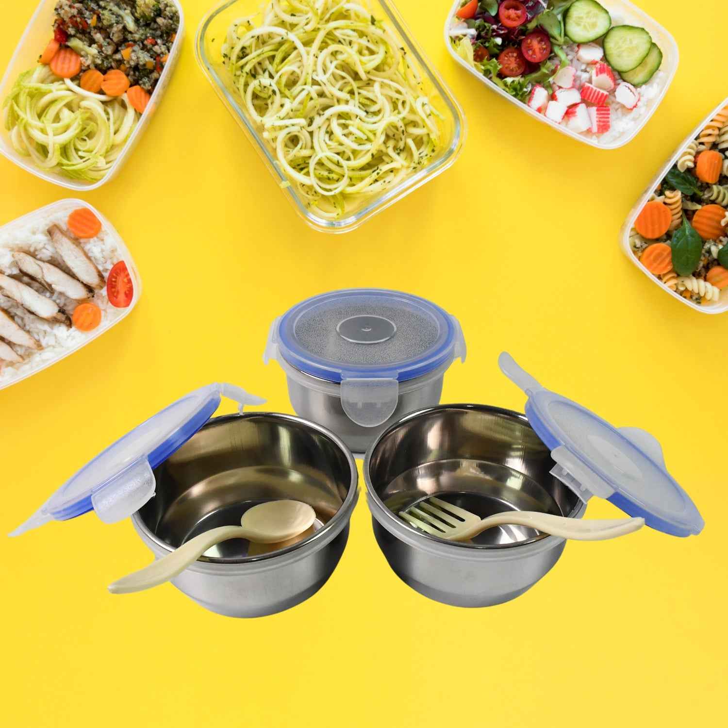 Stainless Steel Lunch Box Set – Airtight & Leakproof 4-Piece | Lunchie Bunchie