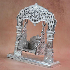 Bal Gopal Jhula – Silver-Coated Decorative Swing for Krishna Idol
