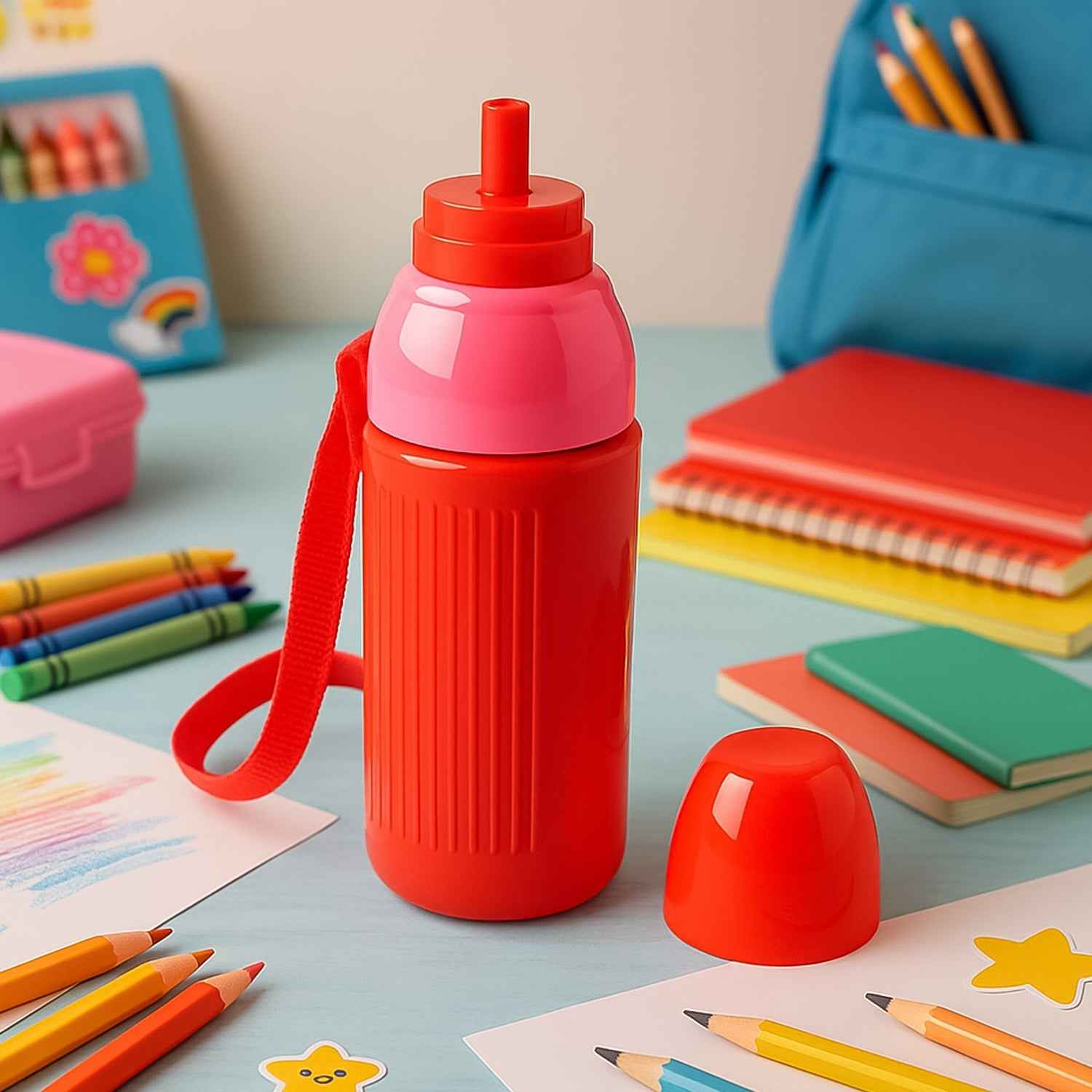 Insulated Water Bottle 500ml – Leakproof, BPA-Free with Straw |