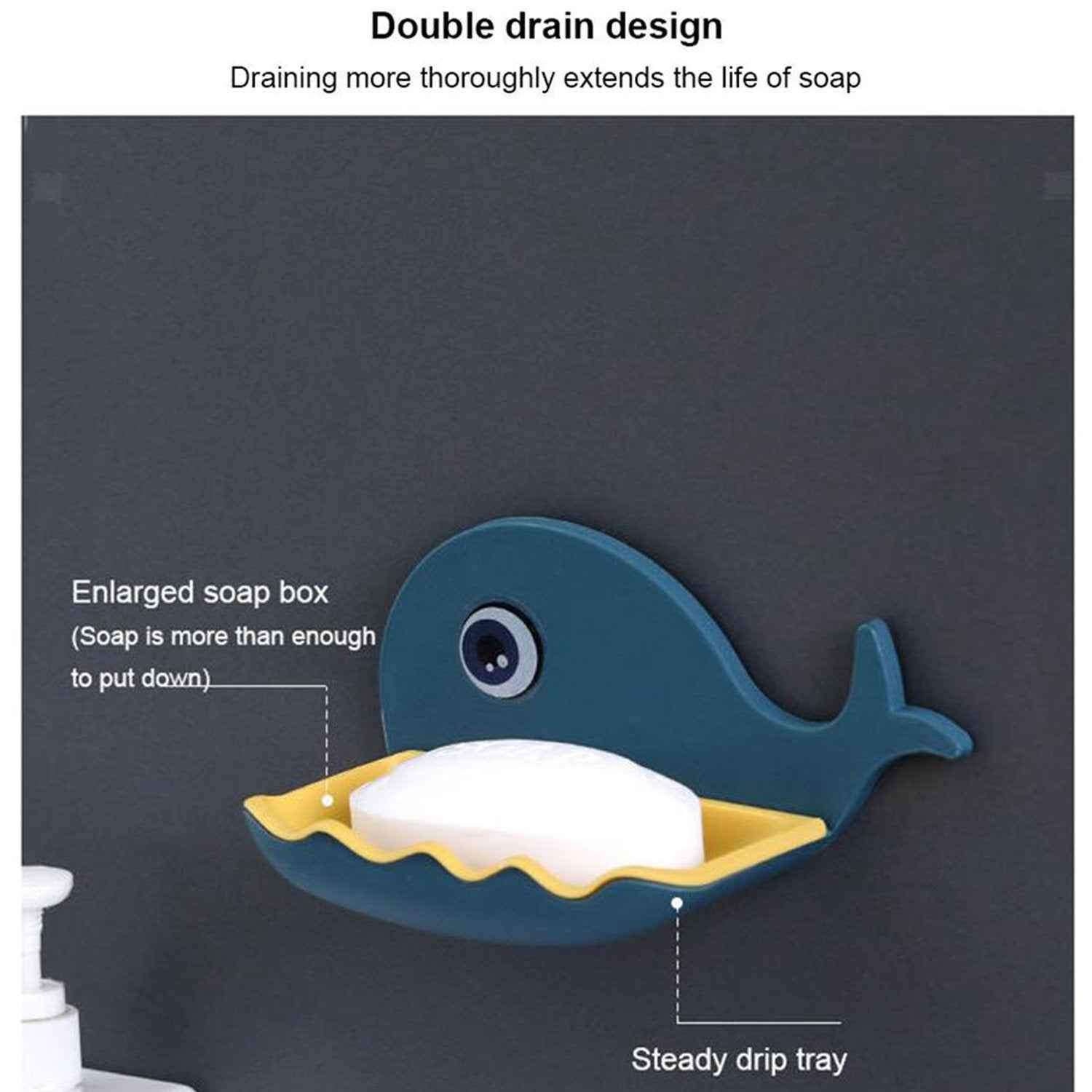 Wall Mounted Soap Holder – Fish Shape Double Layer Adhesive | VelvetBubbles