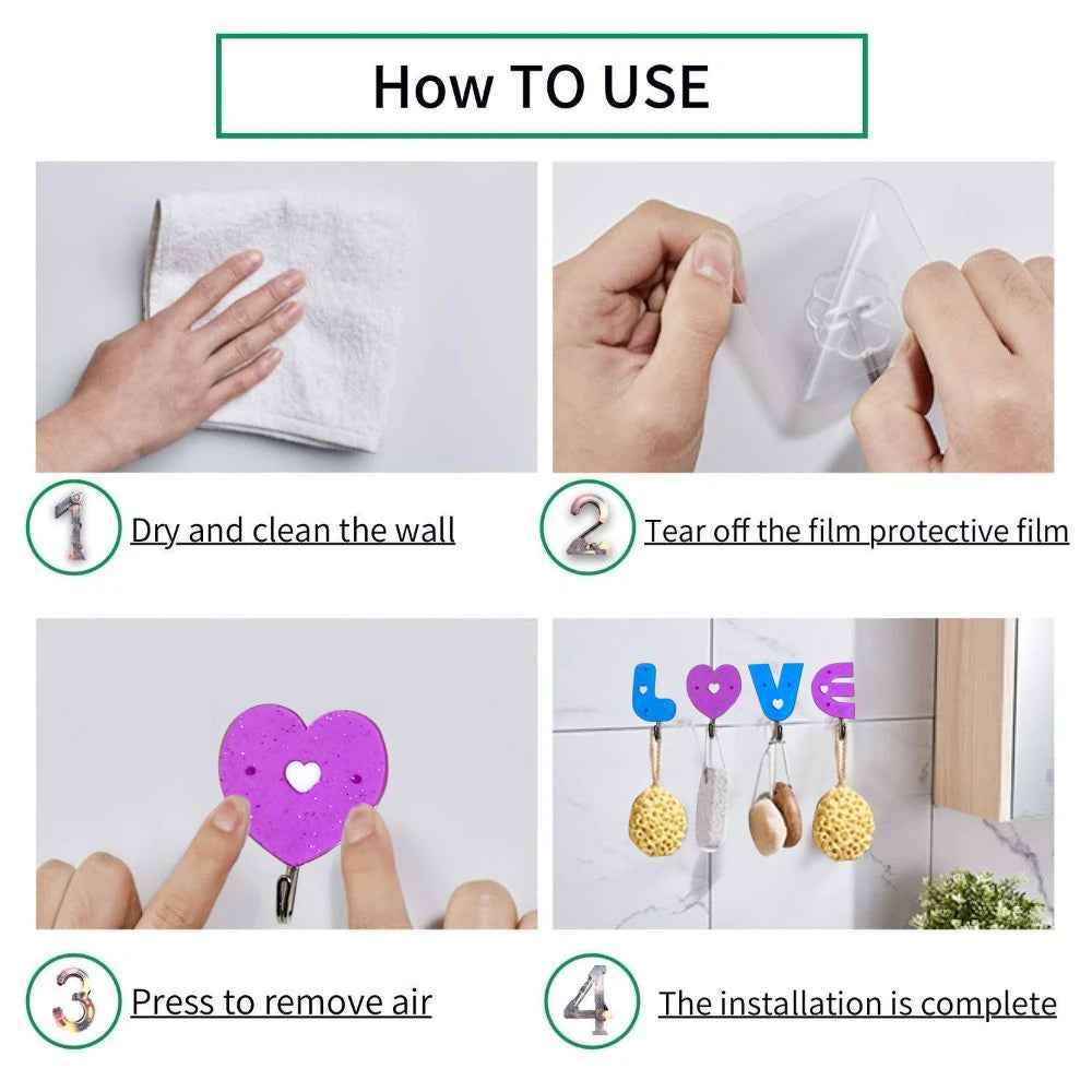 Self Adhesive Hooks – Love Shape Wall Organizers for Home | Indo Glow