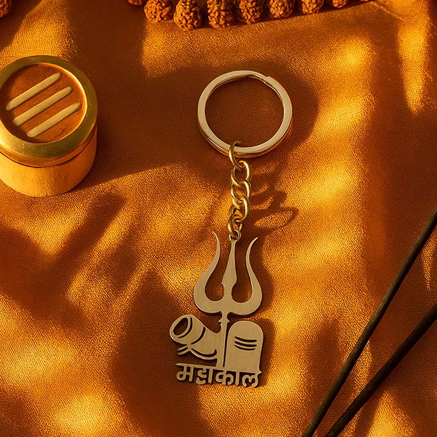 Mahakal Trishul Keychain – Durable Metal Spiritual Keyring for Devotees