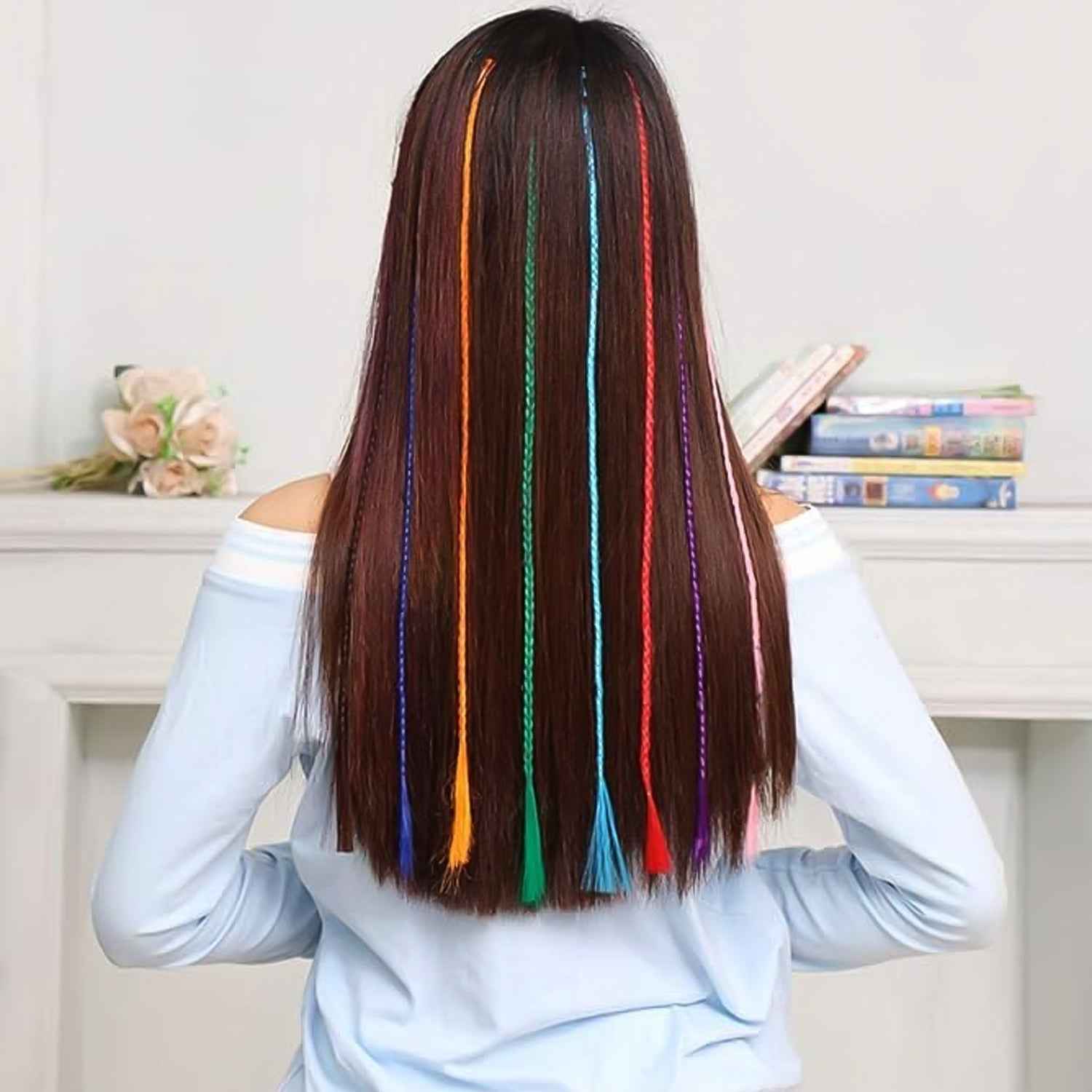 Braided Hair Extension Streaks – Colourful Clip-In Set for Kids