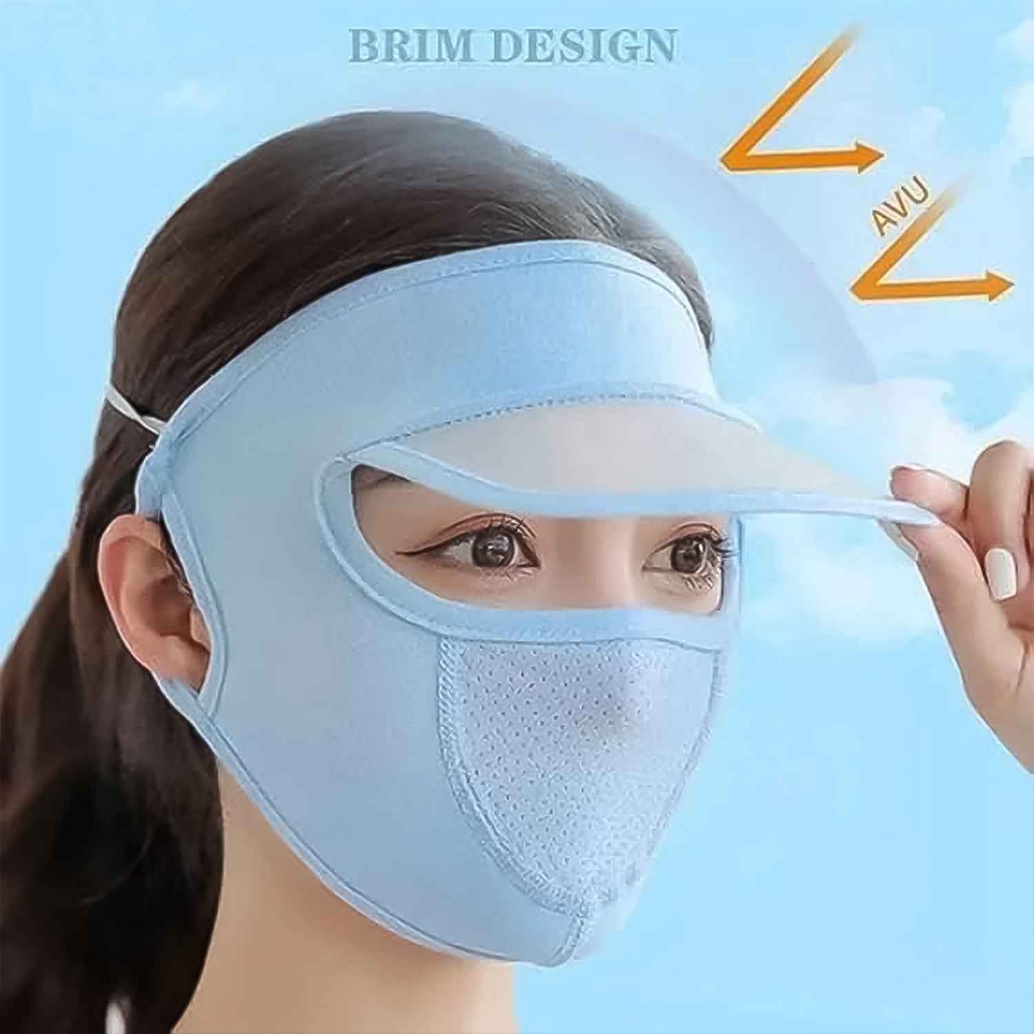 UV Protection Cap – Full Face Sun & Dust Shield for Women with Visor