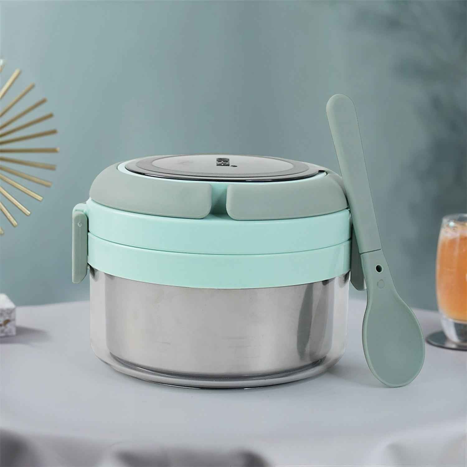 Insulated Lunch Box 400ml – Leakproof Stainless Steel Tiffin with Folding Spoon