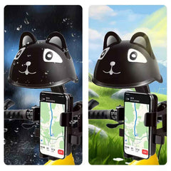 Sun visor protecting phone from glare while riding bicycle