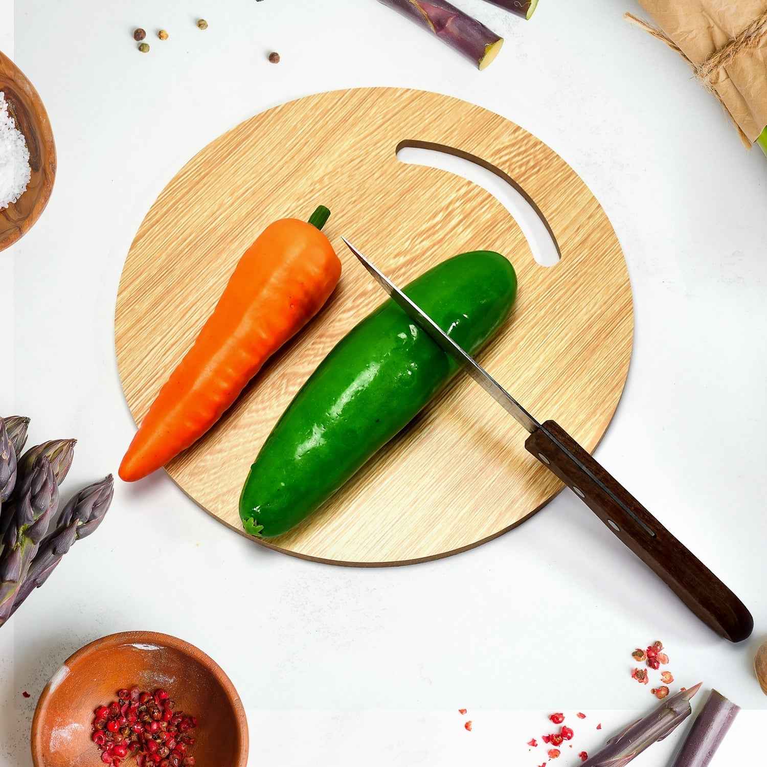 Wooden Round Chopping Board – Durable Bamboo Kitchen Board | Quickslice