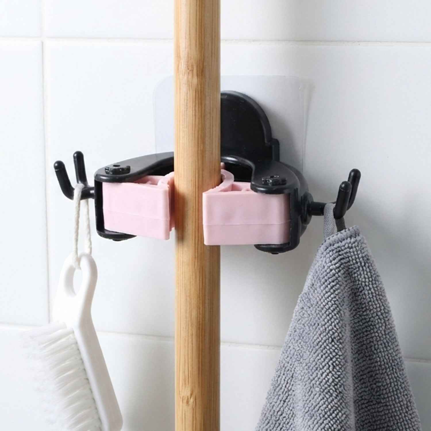 Antler Style Wall Mounted Mop & Broom Holder – Adjustable Grip, No Drills