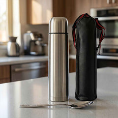 Stainless Steel Vacuum Flask Ð 1000ML with Carry Bag & Spoon