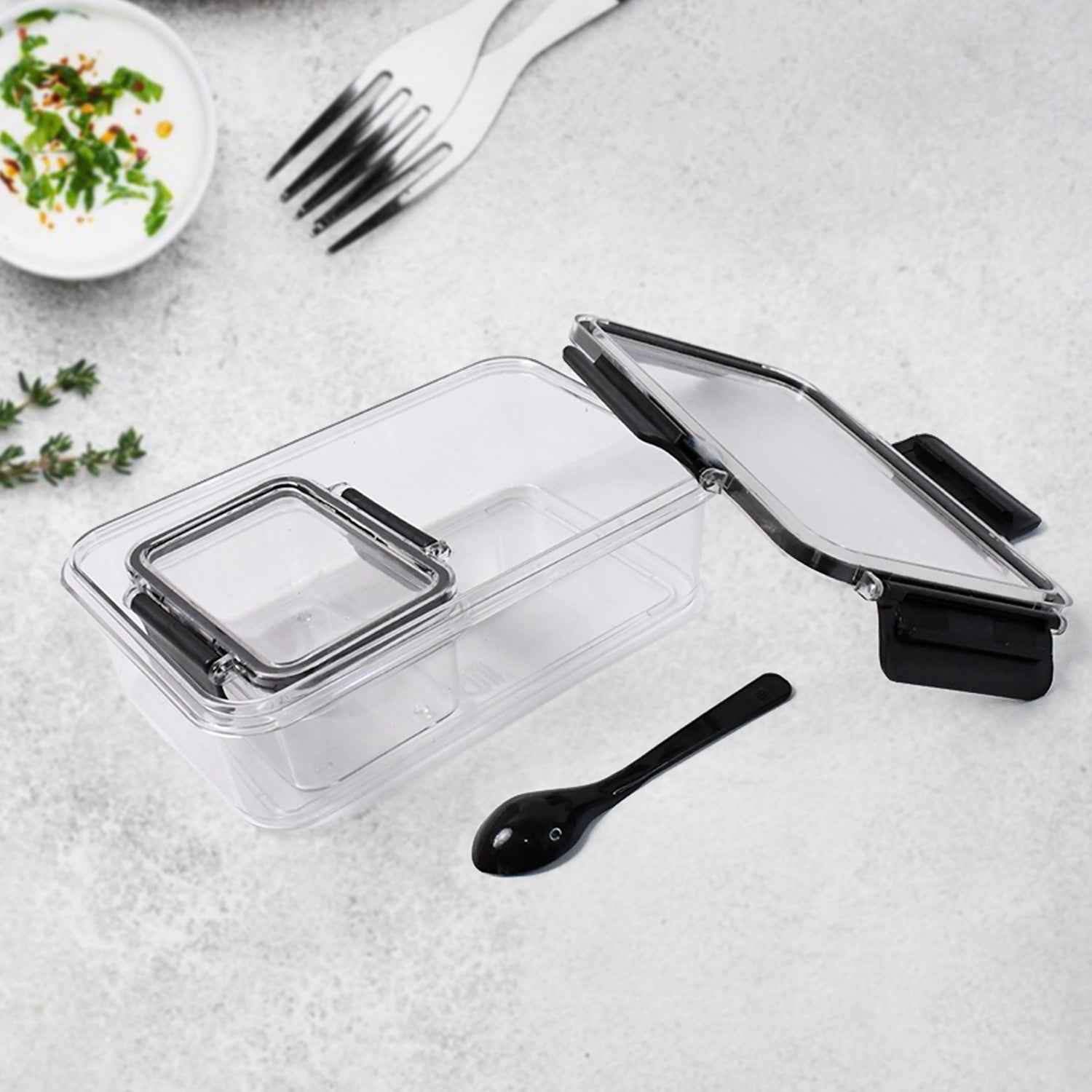 Plastic Kitchen Storage Container Set – Airtight Lock Lid & Spoon