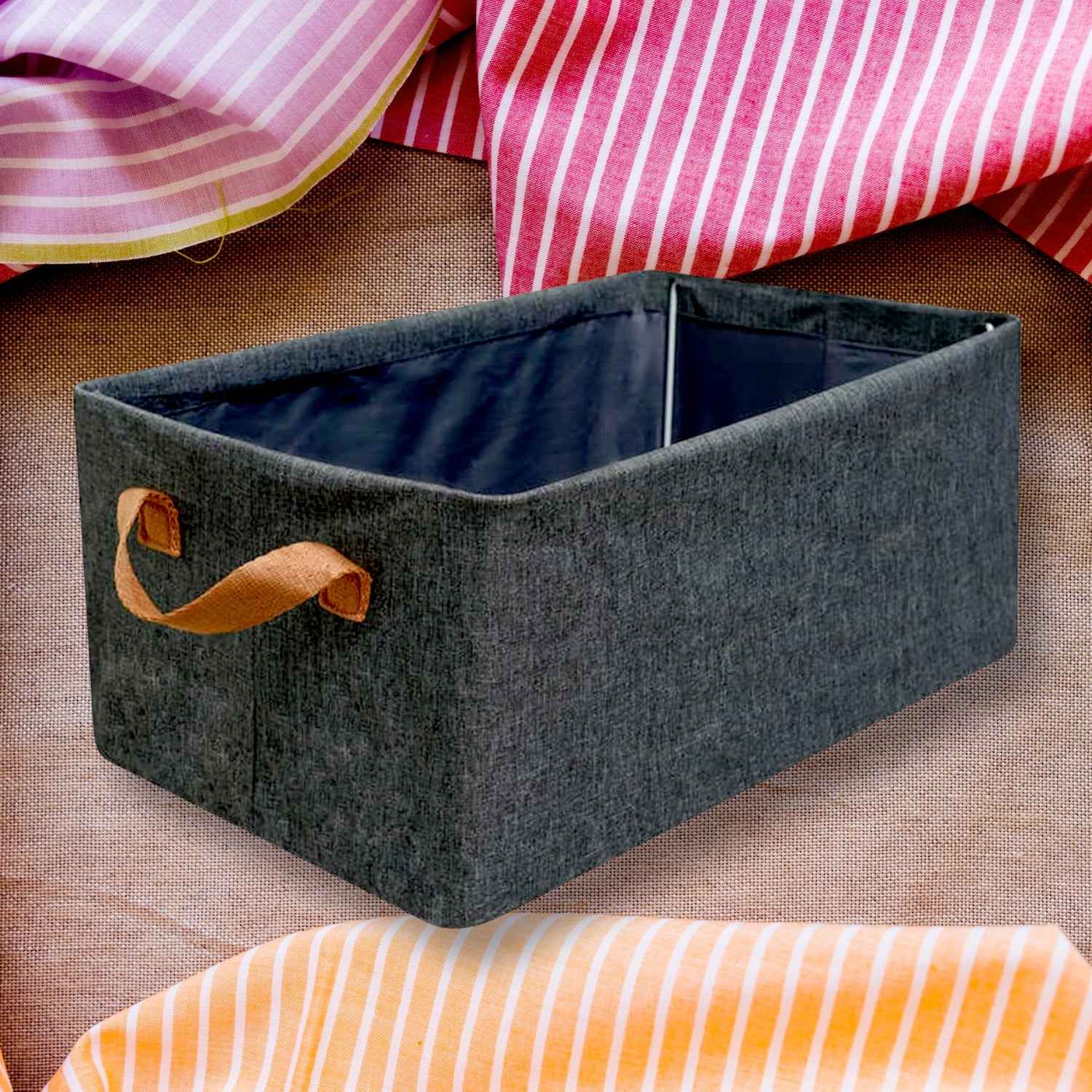 Foldable Storage Box – 45 cm Cotton Linen Organizer | Organivo