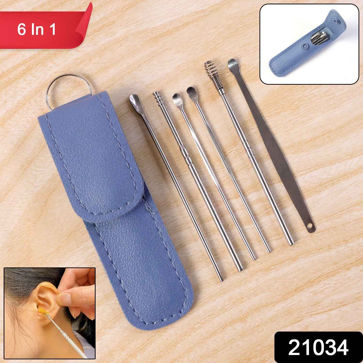 Stainless Steel Ear Cleaning Kit – 6-in-1 Precision Tools