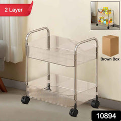 2 Layer Storage Trolley with Wheels – Compact & Movable Organizer