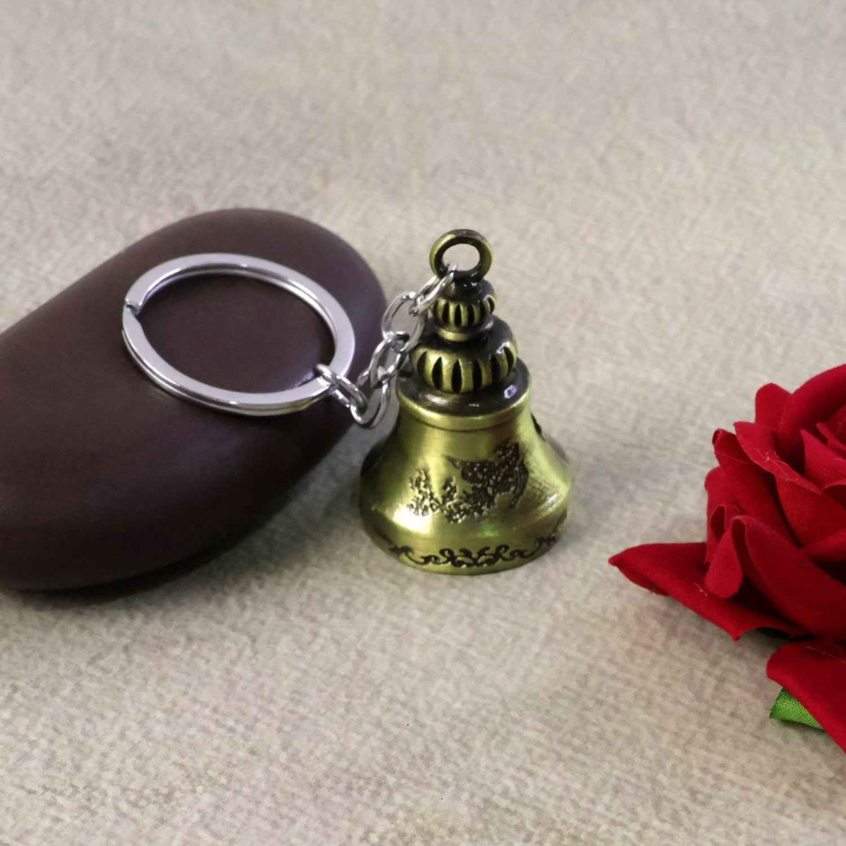 Temple Bell Keychain – Durable Metal Spiritual Charm
