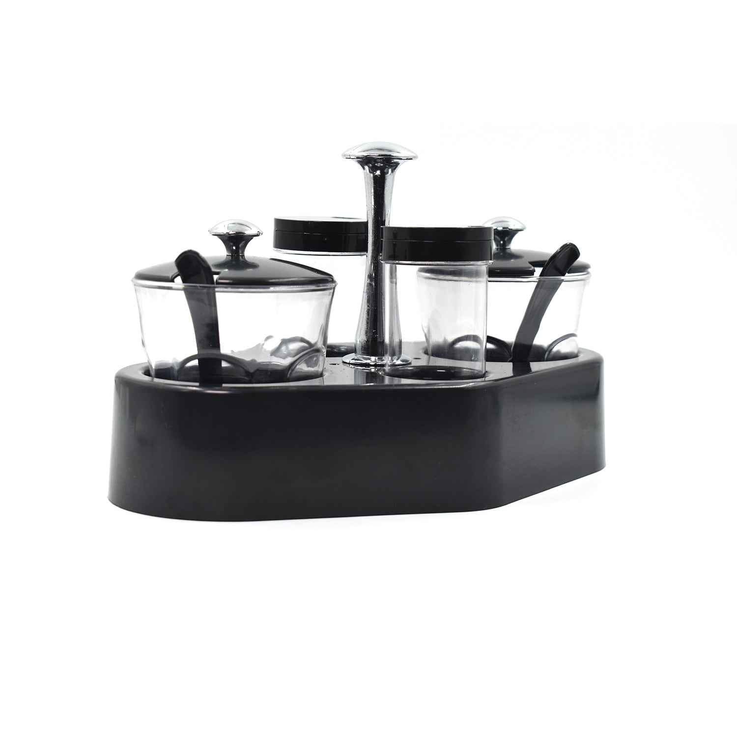 Spice Condiment Set with Transparent Jars & Removable Cups | Ganesh