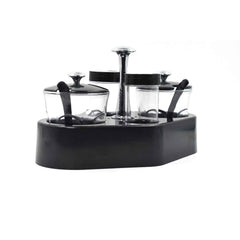 Spice Condiment Set with Transparent Jars & Removable Cups | Ganesh