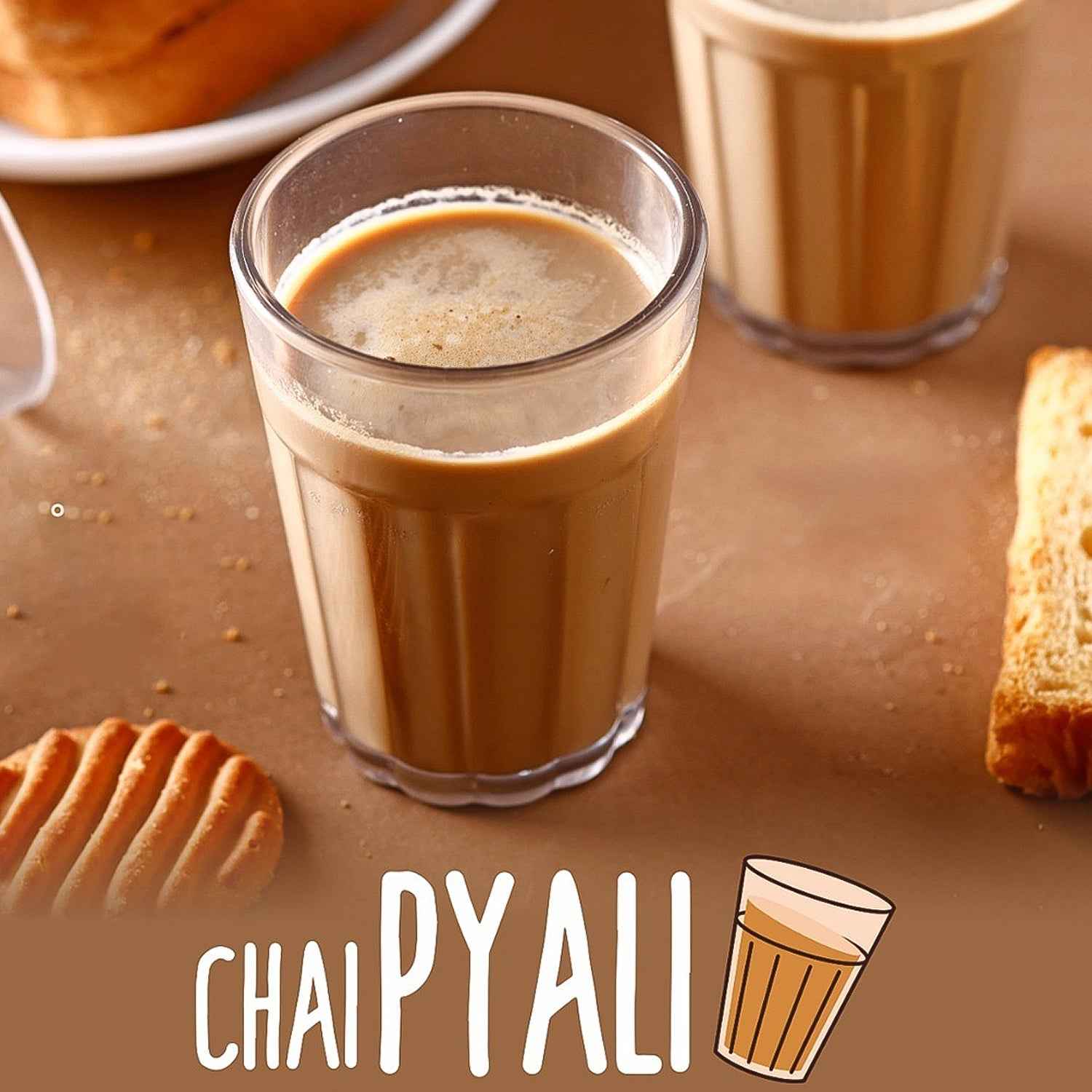 Close up of supermom cutting chai glasses made from durable plastic
