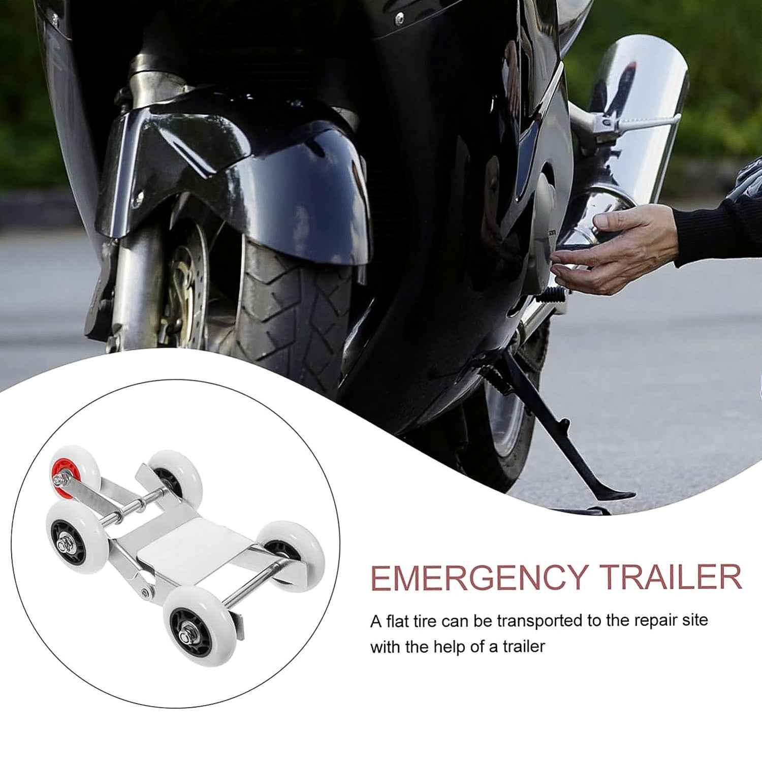 Motorcycle Front Wheel Parking Roller Stand – Heavy-Duty Metal Frame