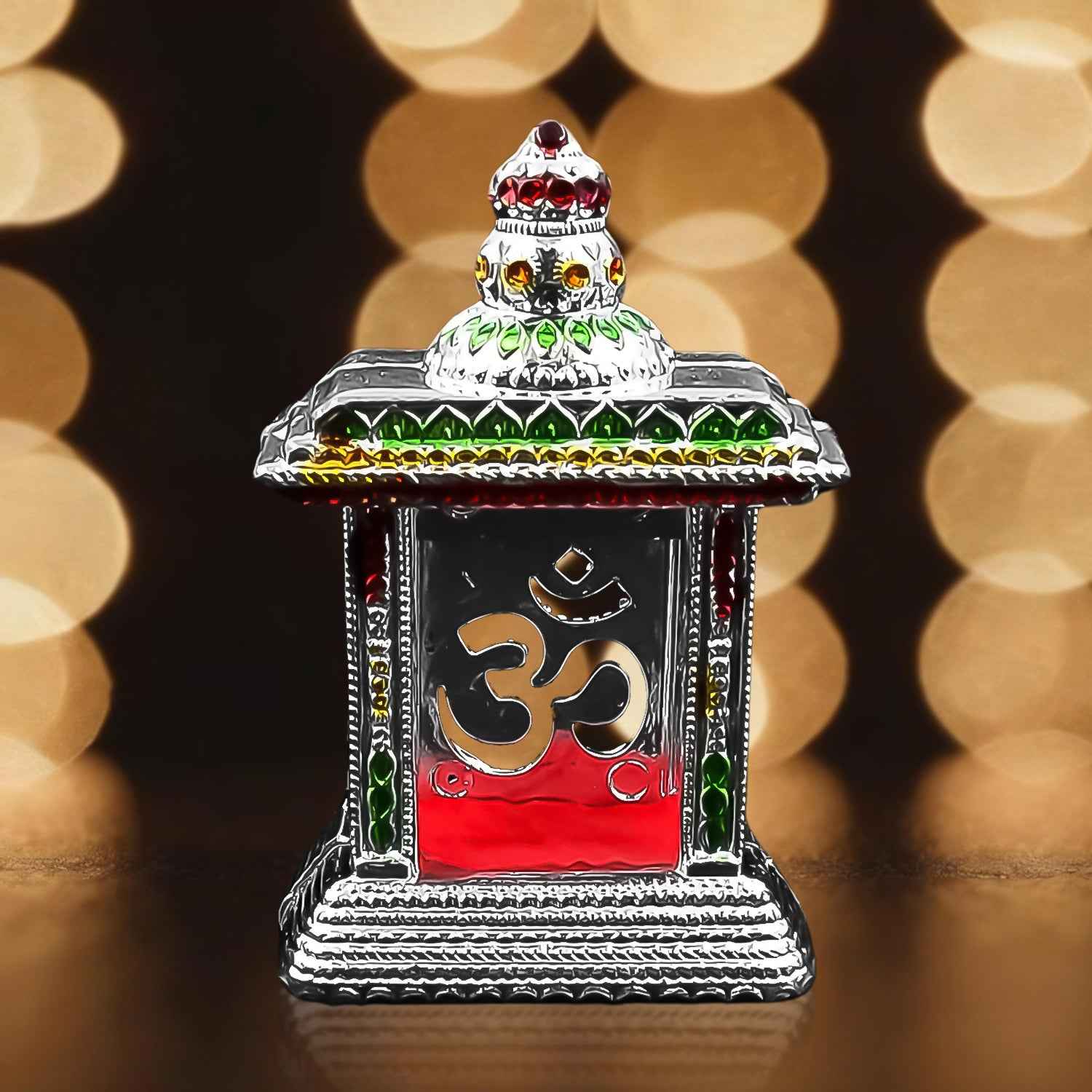 Om Temple – Adhesive Car Dashboard & Home Mandir Decor | Velvet Wheels