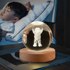 Close-up of the Moon Crystal Ball Lamp's spherical design and illuminated moon surface.