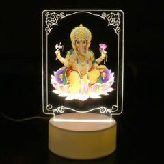Close-up of 3D UV printed acrylic Lord Ganesh frame with soft warm glow
