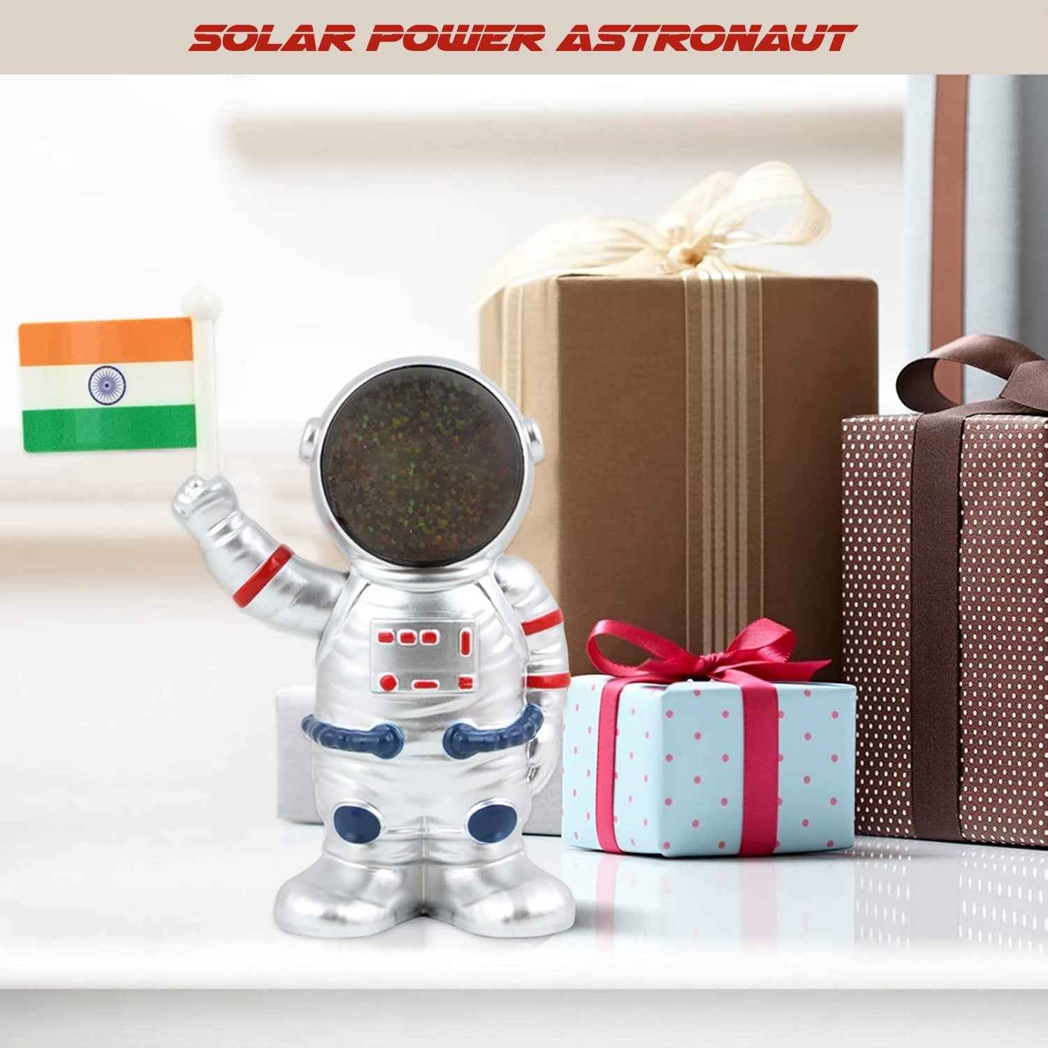 Solar Power Astronaut Ornament – Indian Flag Car Dashboard Décor