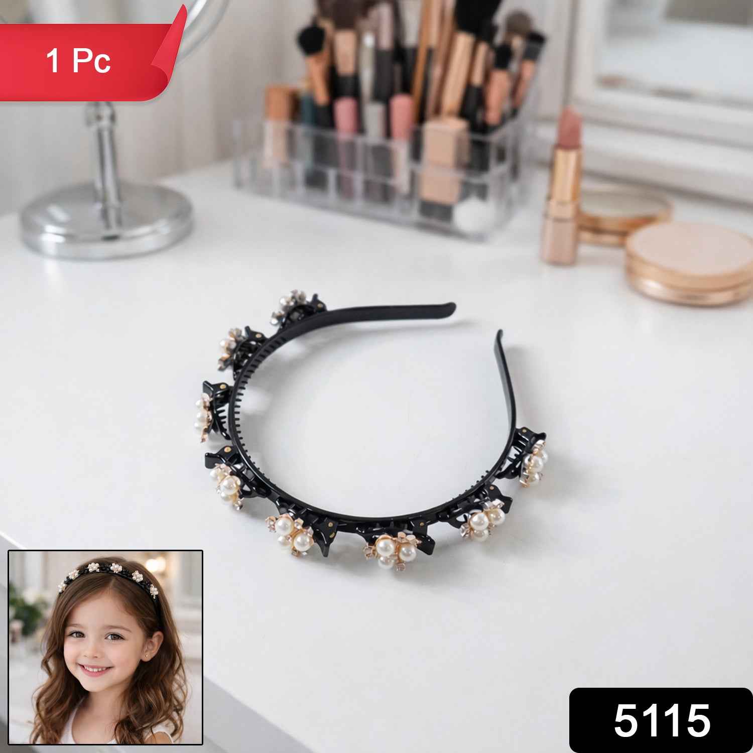 Pearl Embellished Floral Hairband – Elegant Accessory for Girls & Women