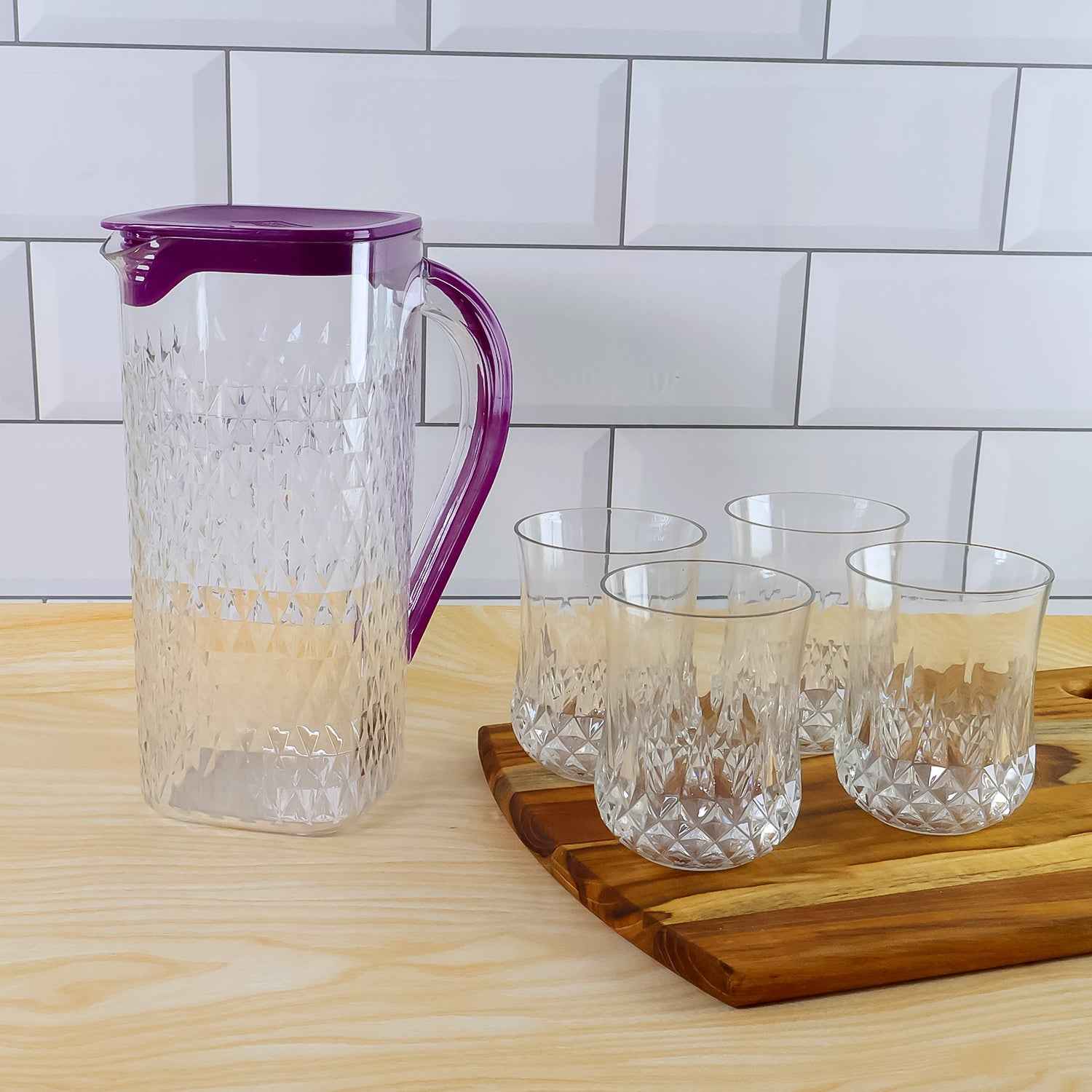 Plastic Jug with Glasses Combo – 5-Piece BPA-Free Serving Set