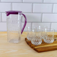 Plastic Jug with Glasses Combo – 5-Piece BPA-Free Serving Set