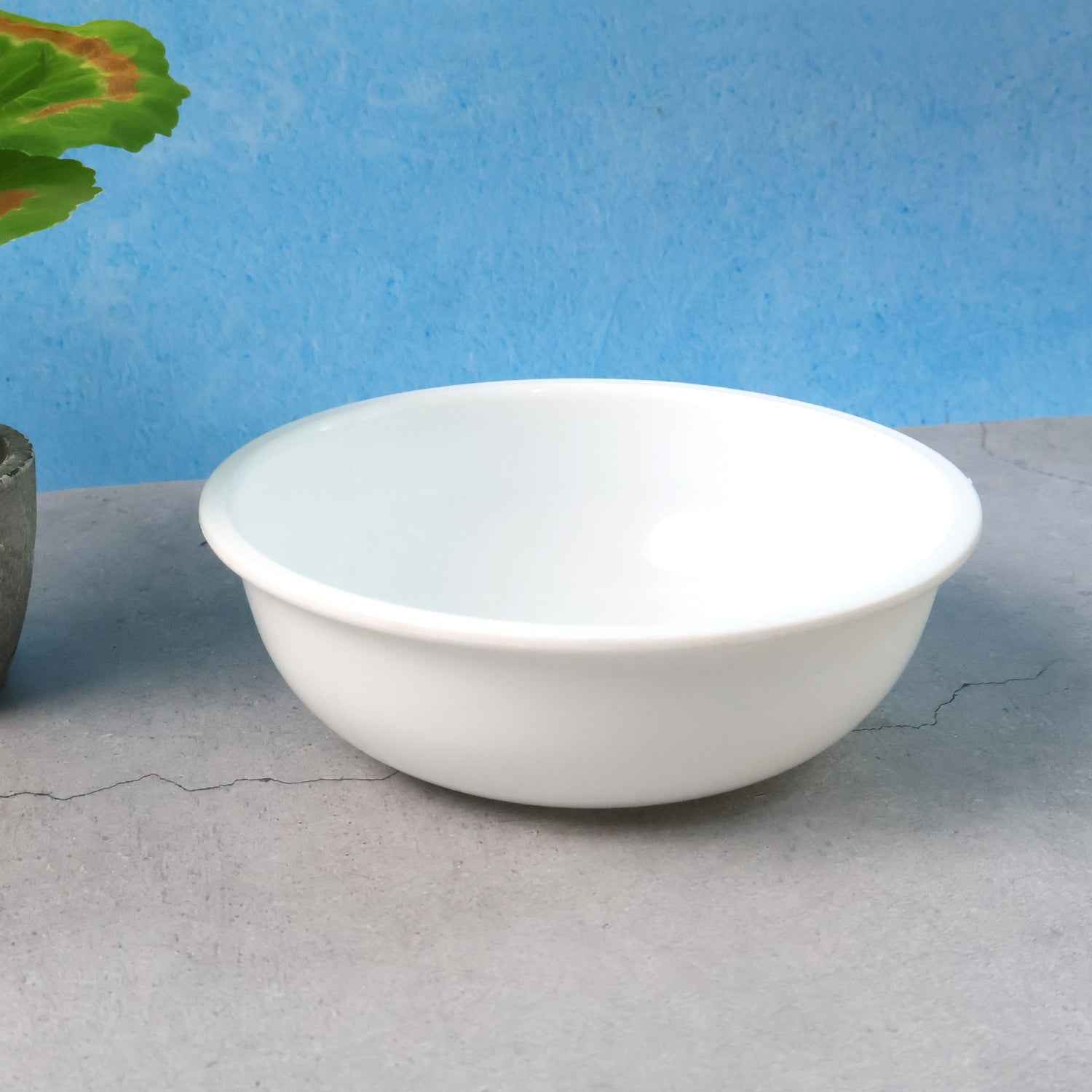 Plastic Serving Bowl 6 Inch – Deep Round White Kitchen Bowl