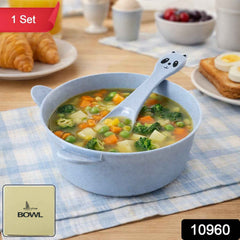Wheat Straw Kids Soup Bowl with Matching Spoon – Eco-Friendly & Unbreakable