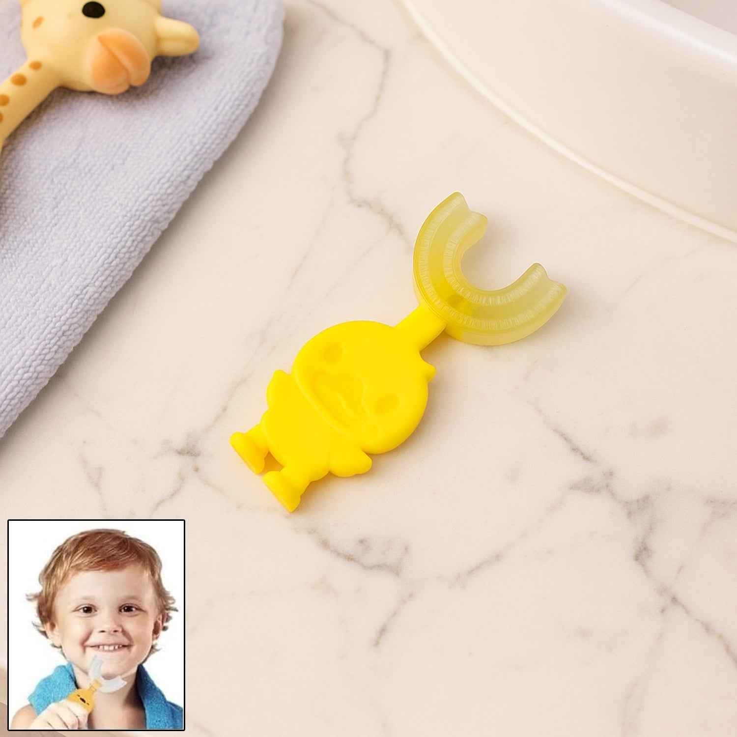 Baby Toothbrush – Cute Duck U-Shape Soft Silicone 360° Brush