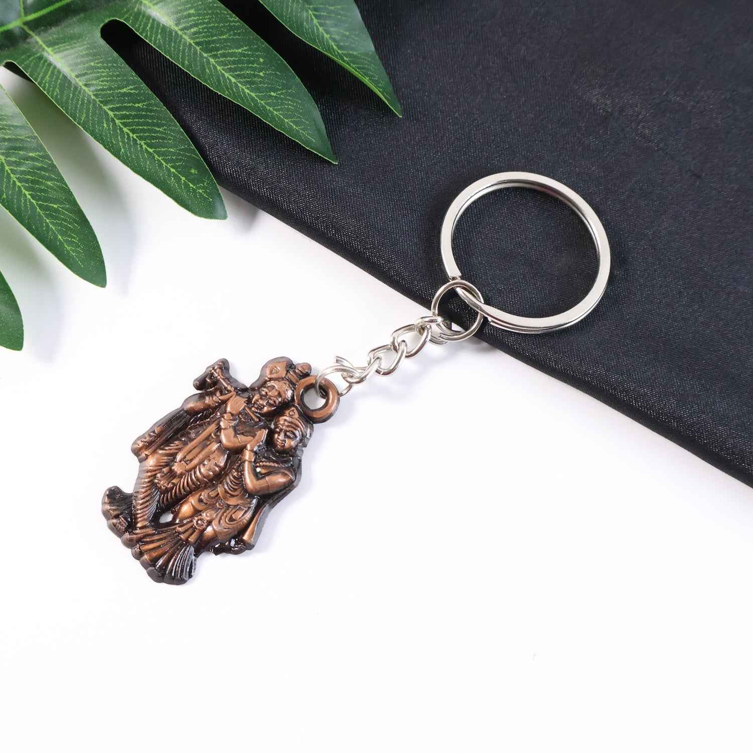 Radha Krishna Metal Keychain – Durable Spiritual Key Holder