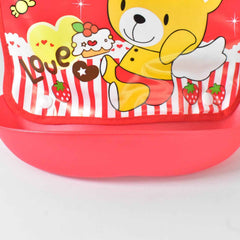 Folded waterproof baby bib showing durable plastic exterior