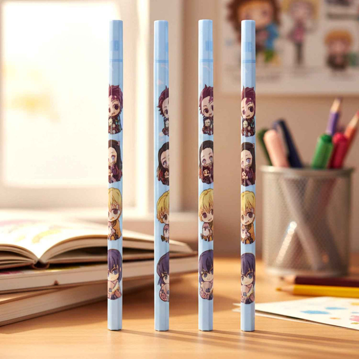 Cartoon Printed Pencil Set – 4 Cute School Writing Pencils