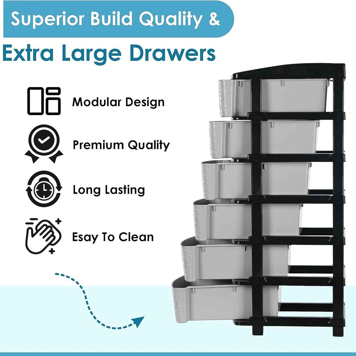 Plastic Drawer Organizer – 6-Layer Stone Texture Storage Cabinet